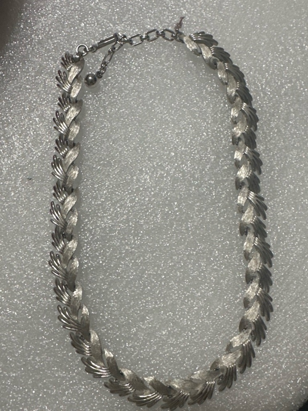 Trifari Silver-Tone Textured Leaf Necklace